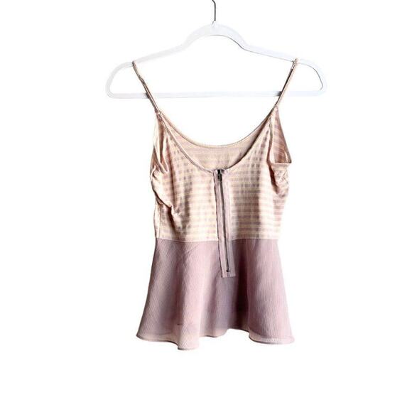 Free People Striped Tank Pink Purple XS Flowey Lightweight Sheer Flare Waist - Picture 2 of 6